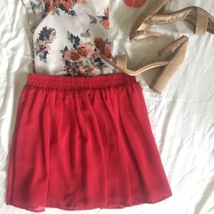Forever 21 Red Chiffon Mini Skirt